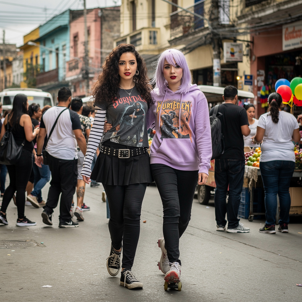 Venezuela 2007 Stephanie Fujita and Mia Ji Wears Inspired by subtle Emo 2000s With Make-up and Red Lips and Light Purple 00s