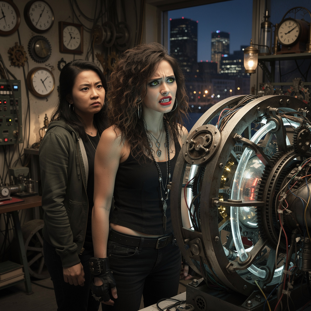 Gasps Omg You're Right we're stuck the Time Machine is Not Working said Mia Ji Song Wears Inspired by Emo Mid 2000s With Make