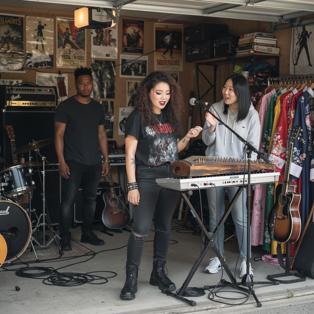Mia Ji and Stephanie Fujita In to The Garage by her Parents a lot Instruments and Traditional Dressing Wow is Beautiful Said