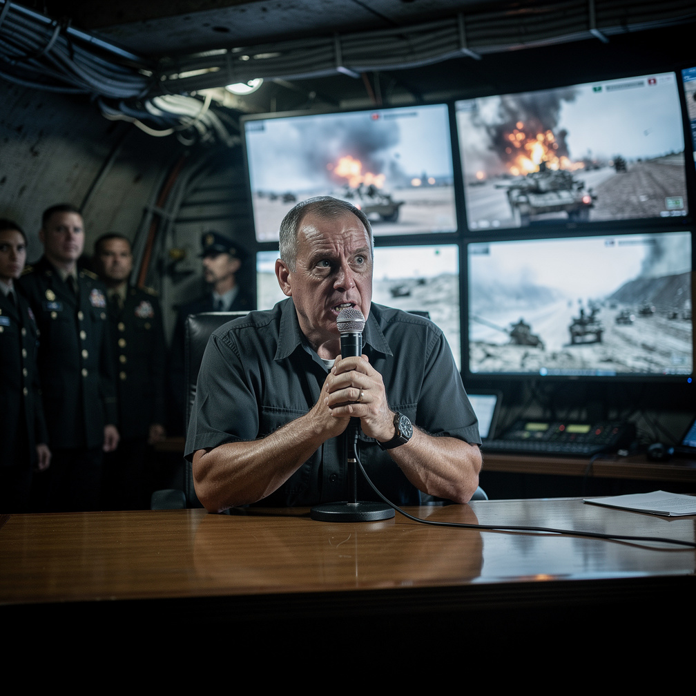 The president in bunker gets scared.