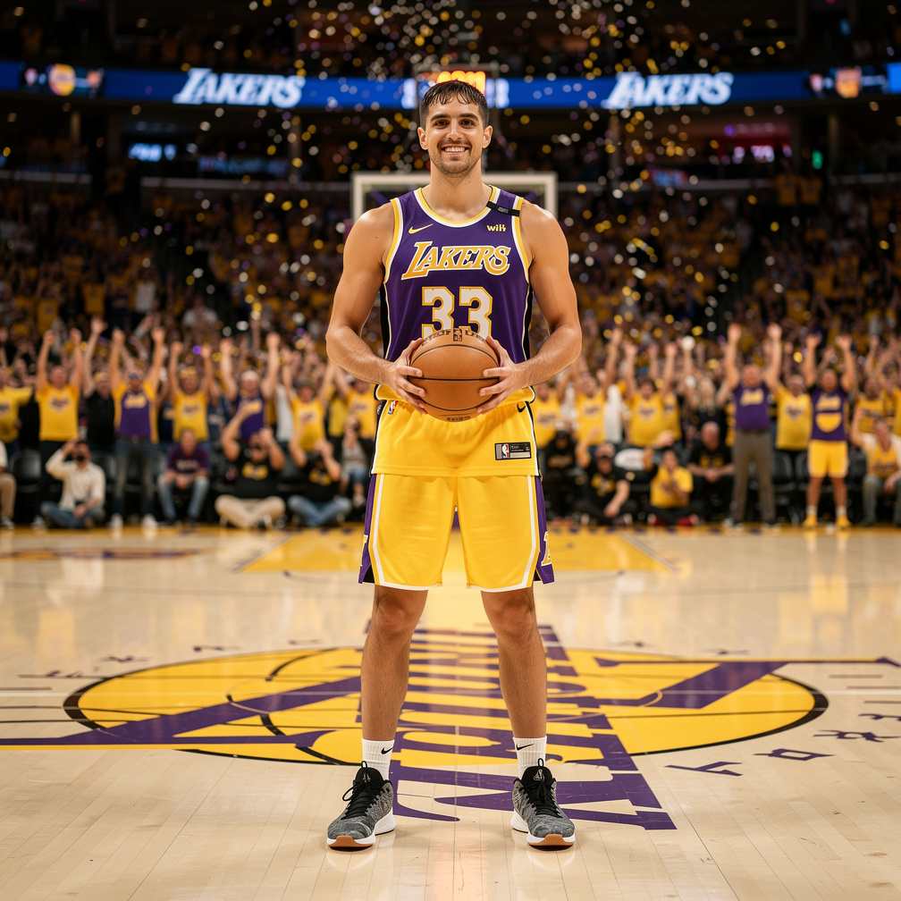 He gets signed in Lakers and he does his first game 33 points.