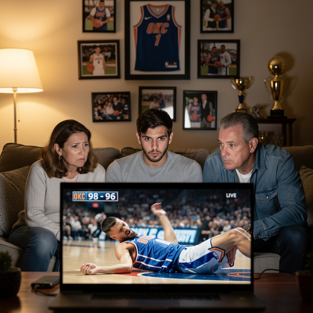 His parents get confused. Watching him fake fouling to get points in TV.