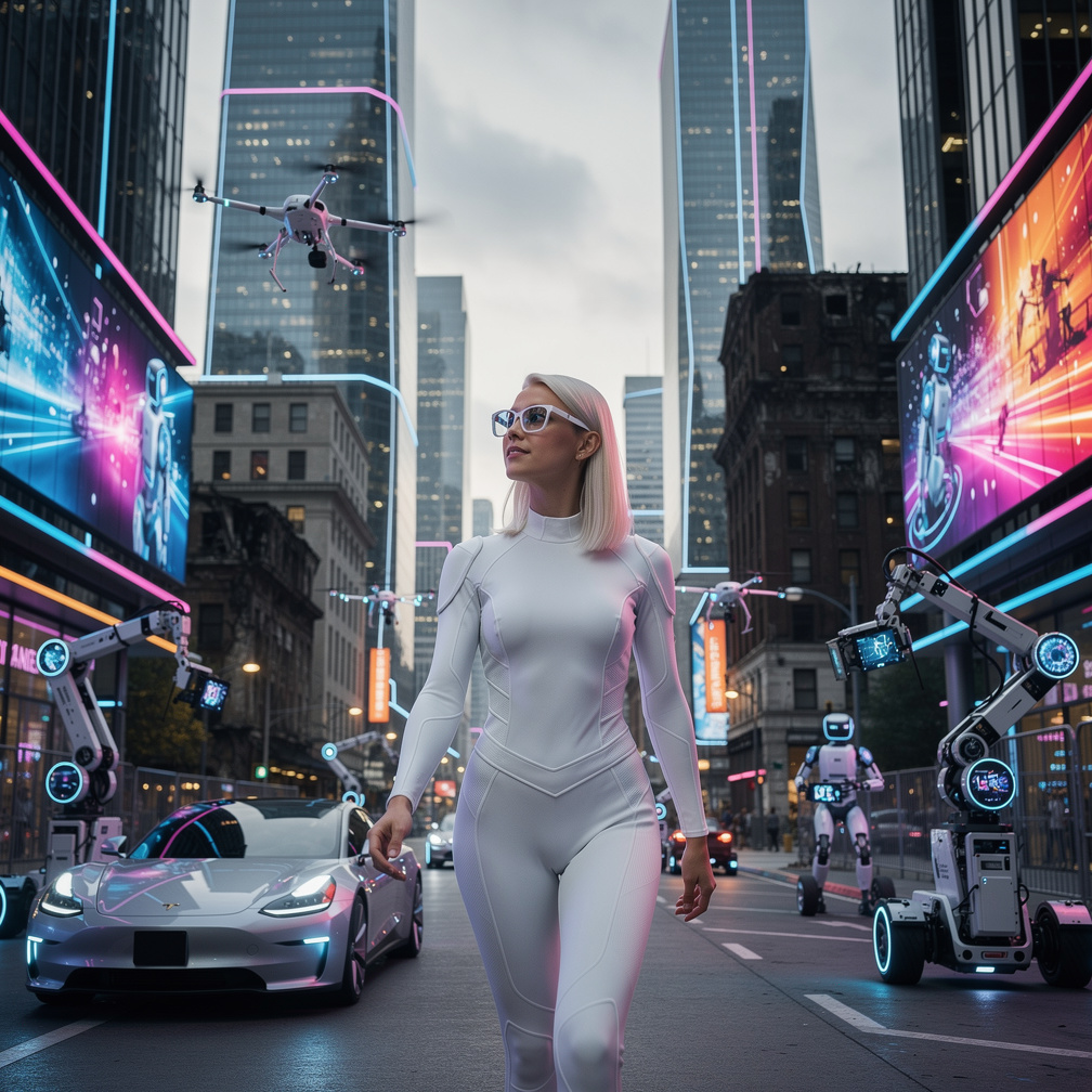 Then the city turns into a robotic new era.