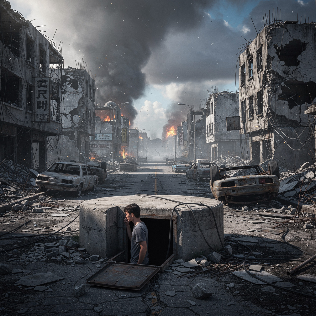 Soldiers emerge from bunkers to survey the damage, silence is eerie.