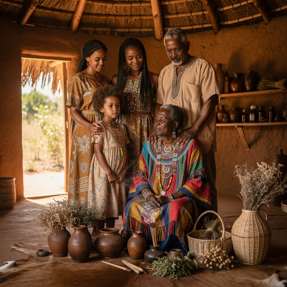 Imagine if: Nomncane and her family with sangoma.