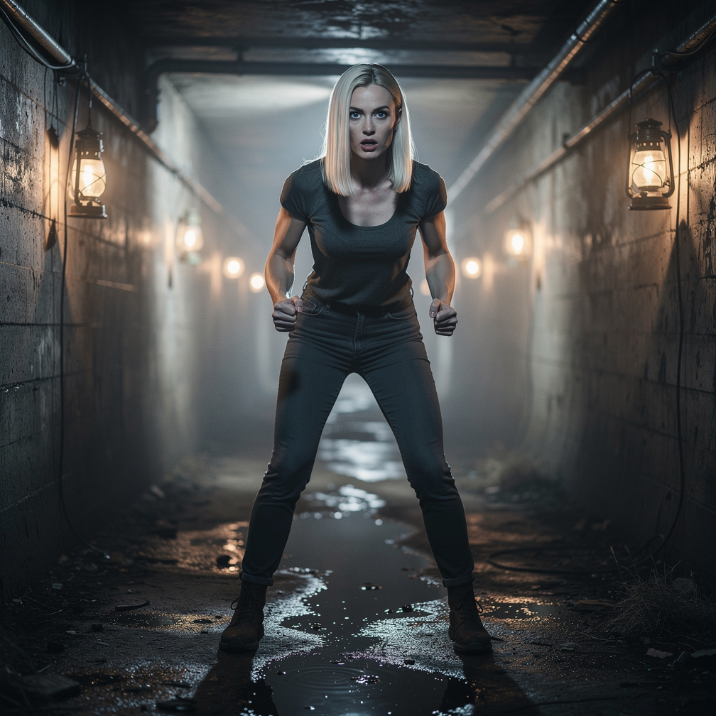 The footsteps grow louder, and Aline's heart beats faster, she readies her knife, preparing for anything.