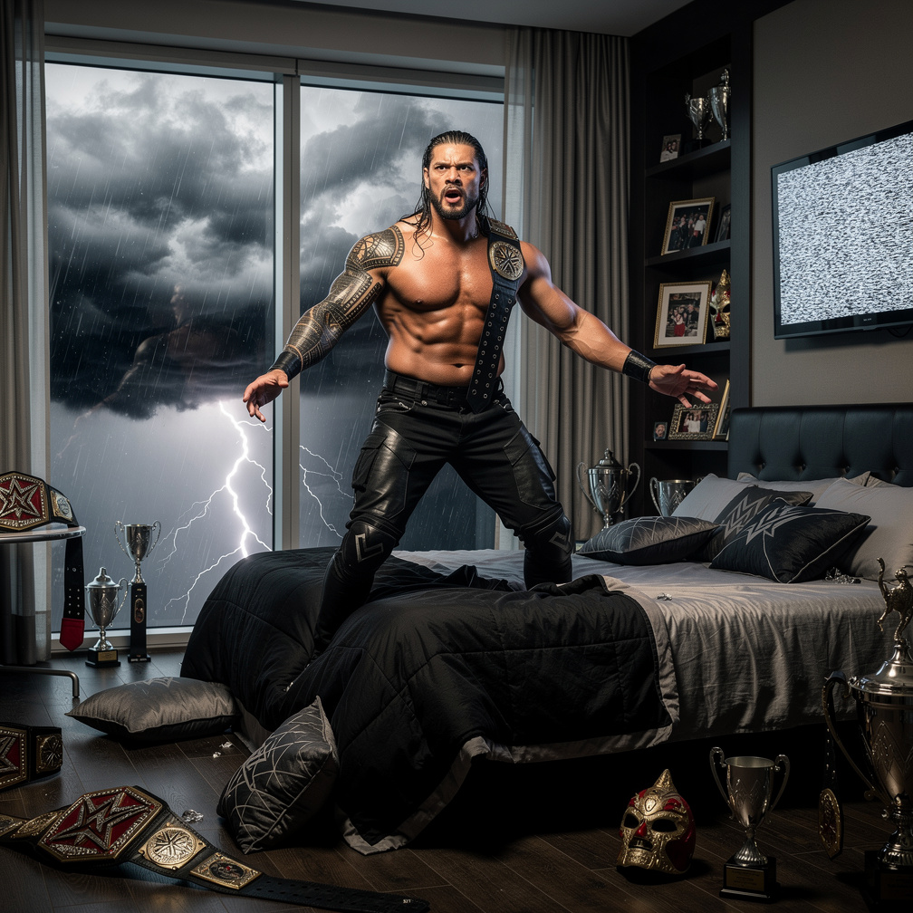 During the night a storm blew in and your body flies up and enters Roman Reigns body.