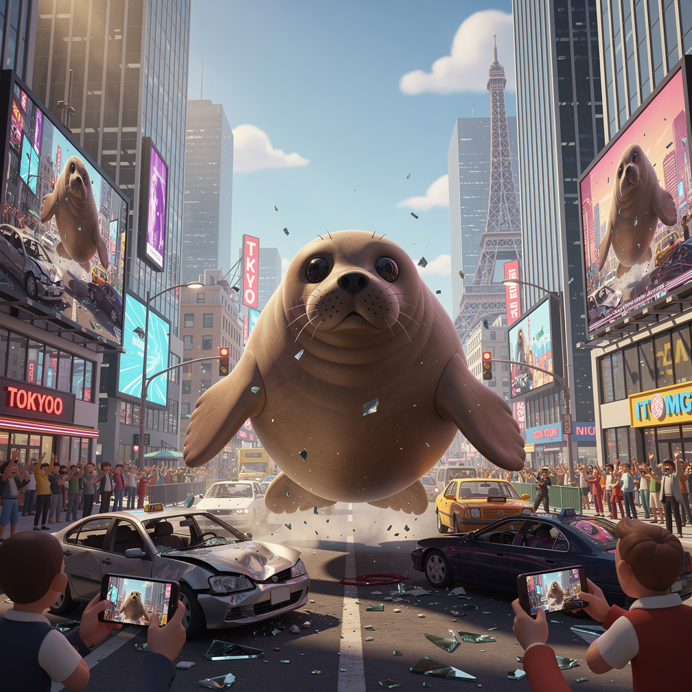 Neil's antics inspire a viral challenge, with fans sharing their own lo-fi animations of the seal causing chaos in different