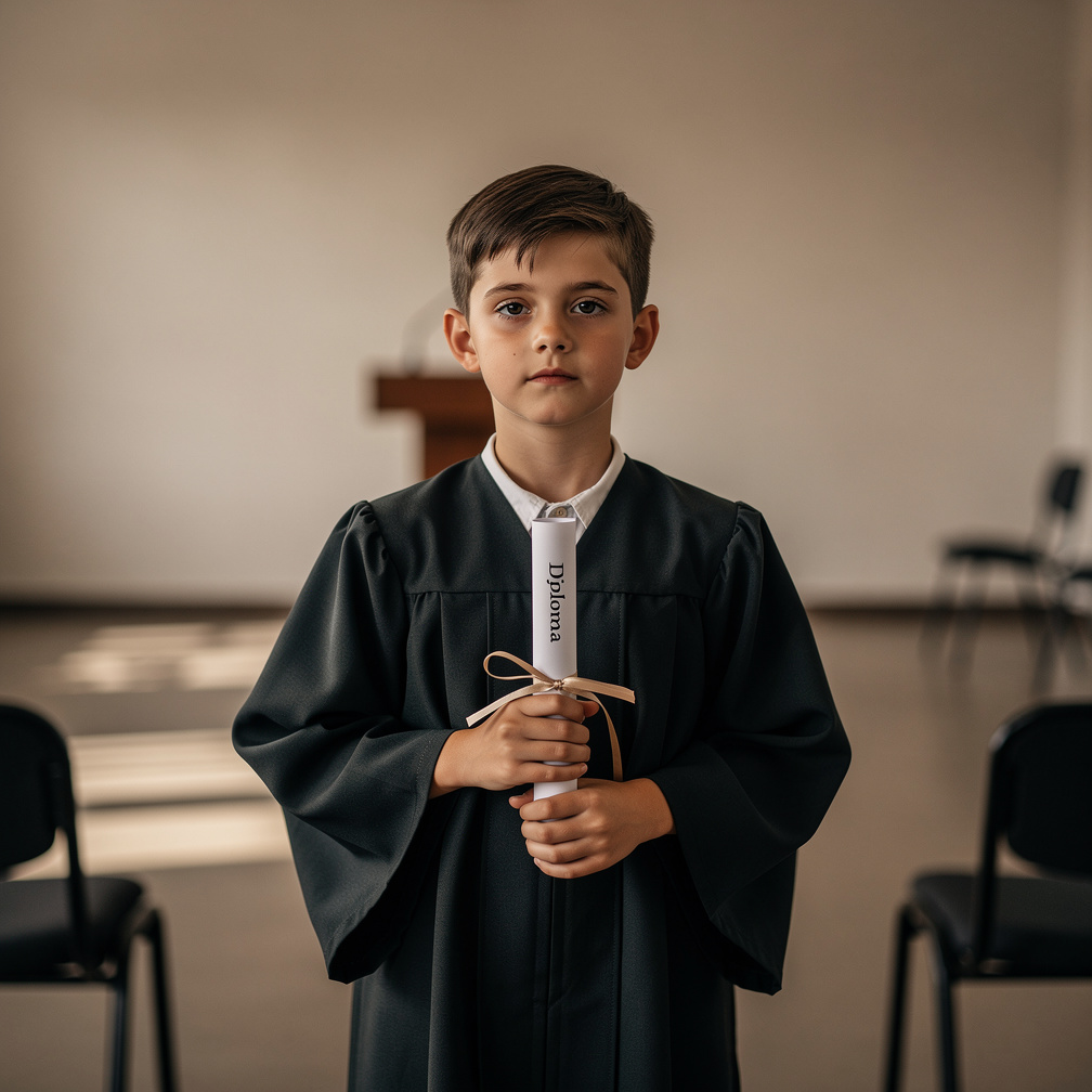 Imagine if: Jesento UchsHa age 12 day of graduation.