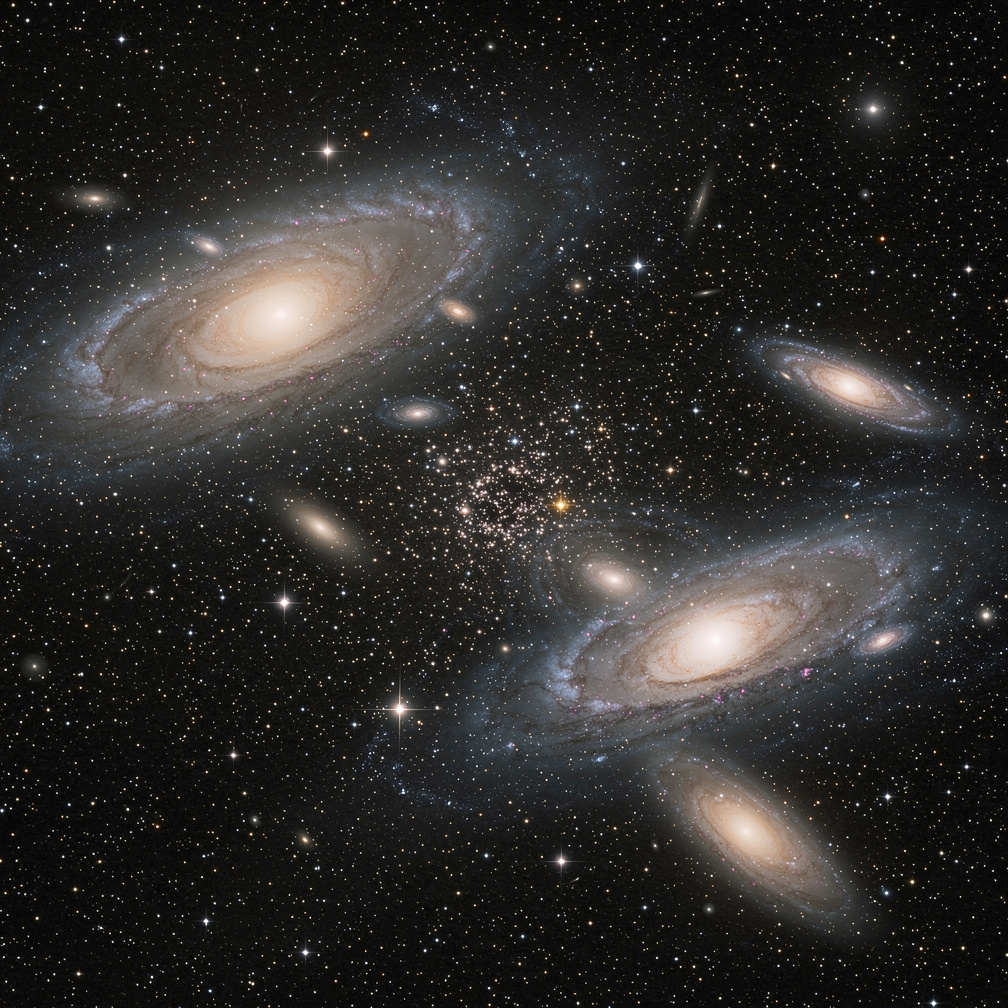 se expandió rápidamente lleno de galaxias y estrellas que brillaban en la oscuridad