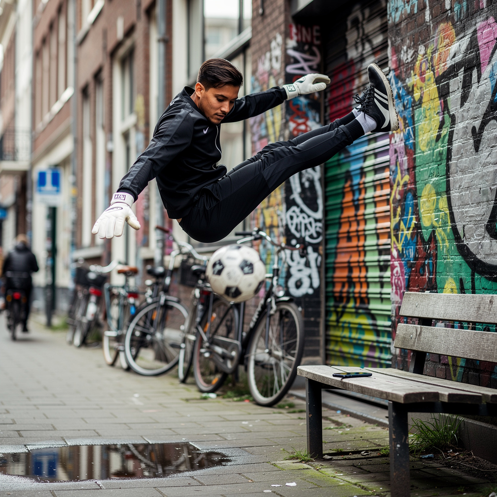 At Morning he starts Martial arts and Back flip calms out step by step Dribbling and Skills with the Ball.