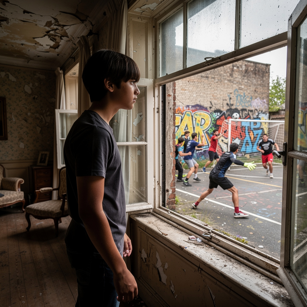 That palace gotta be creep me out Old manor At Apartment  
Gasps playing Street football with Goalkeeper a lot Teens are Chee