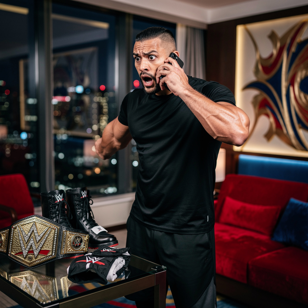The Rock's voice is calm and serious, saying it's not just a match, it's a title fight.