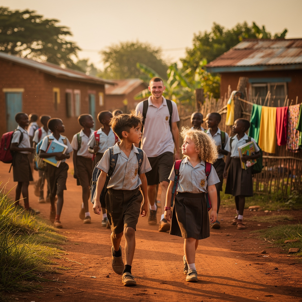 Africa A lot of Children In Their Village going to School 
Anywhere with Uniform and You look African Kids see it now
Look Th