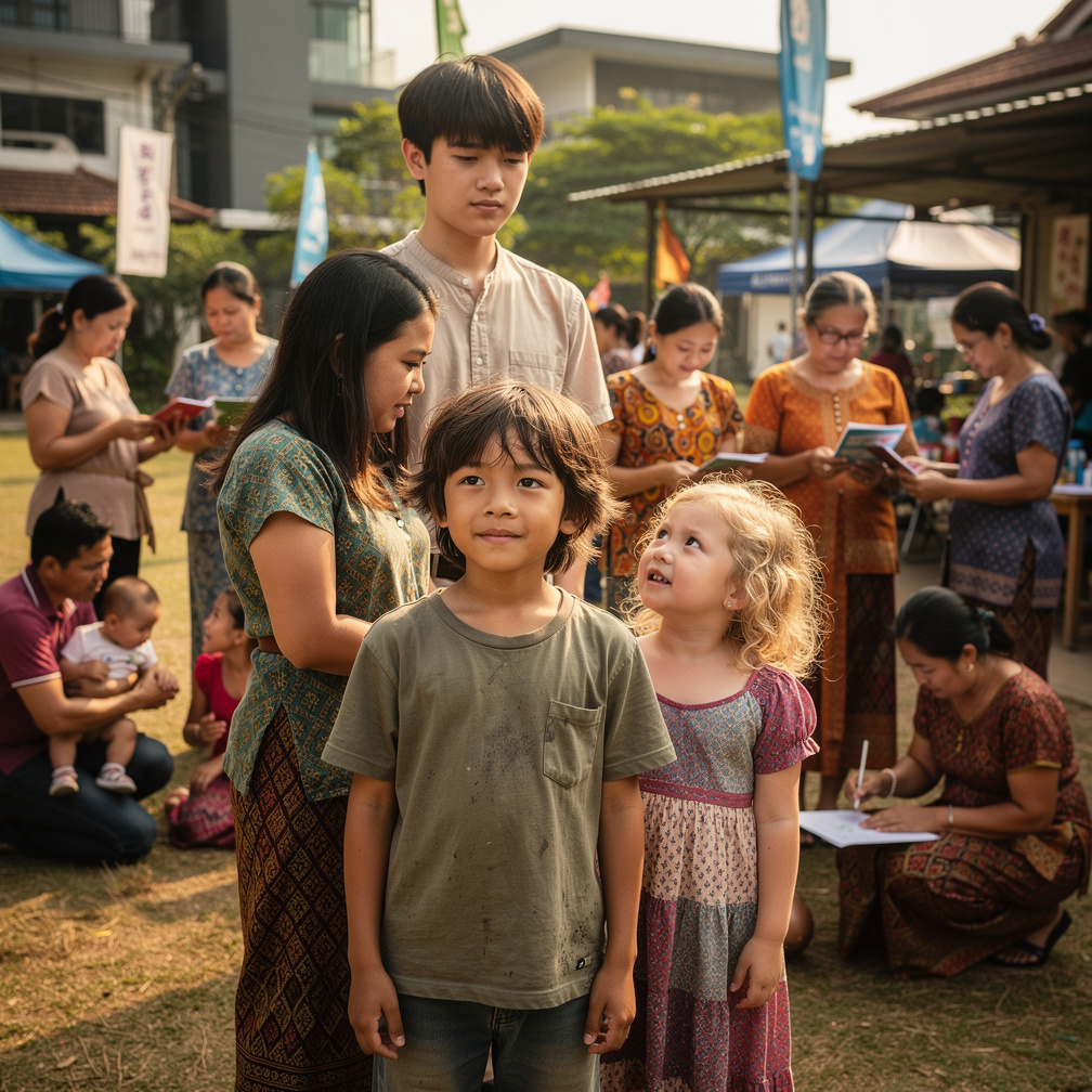 Children Rights  in Asia, Oceania with Parents and Babies.
