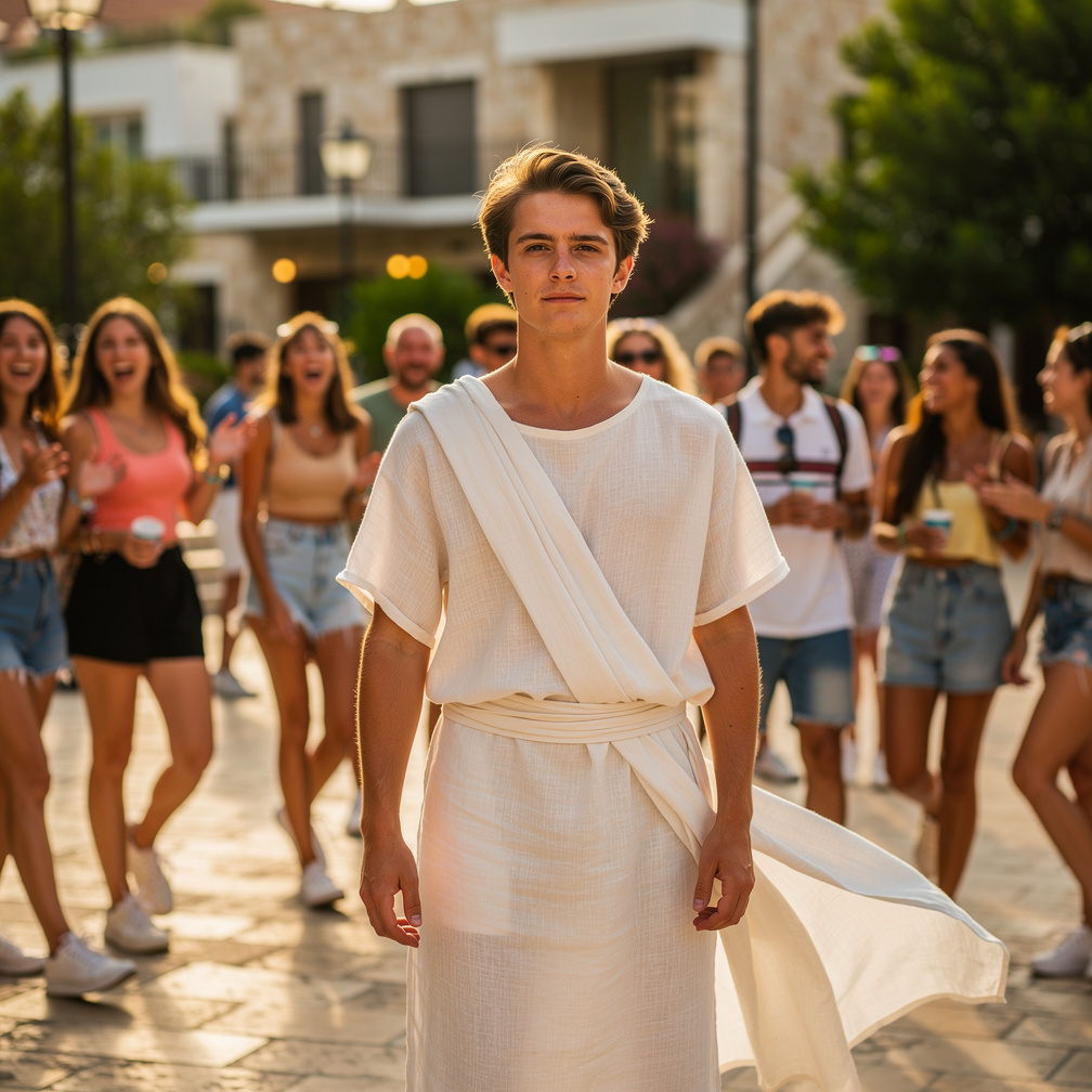 in there, you become 19-20 years old again, and you are wearing a white summery Greek attire