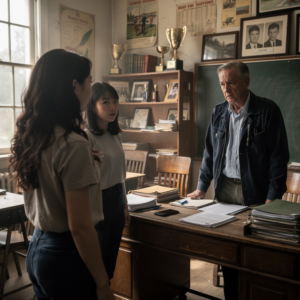 Her old classroom with Stephanie Fujita
She came by her Principal Wilson
Asks Him about 3 boys and 2 Girls are Missing age 1