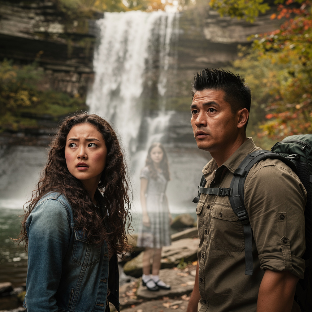 At waterfalls Montreal Mia ji and Stephanie Fujita Starts Hearing the voice Melodies Ghost Teenage Girl From The 1950s with