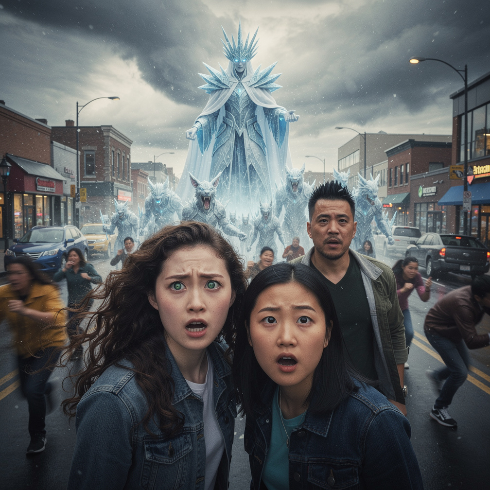 Everyone are Panic and Crying, Runaway at Evil Ice King Tiraka his Army Stephanie Fujita and Mia Ji are shocking by Evil Ice