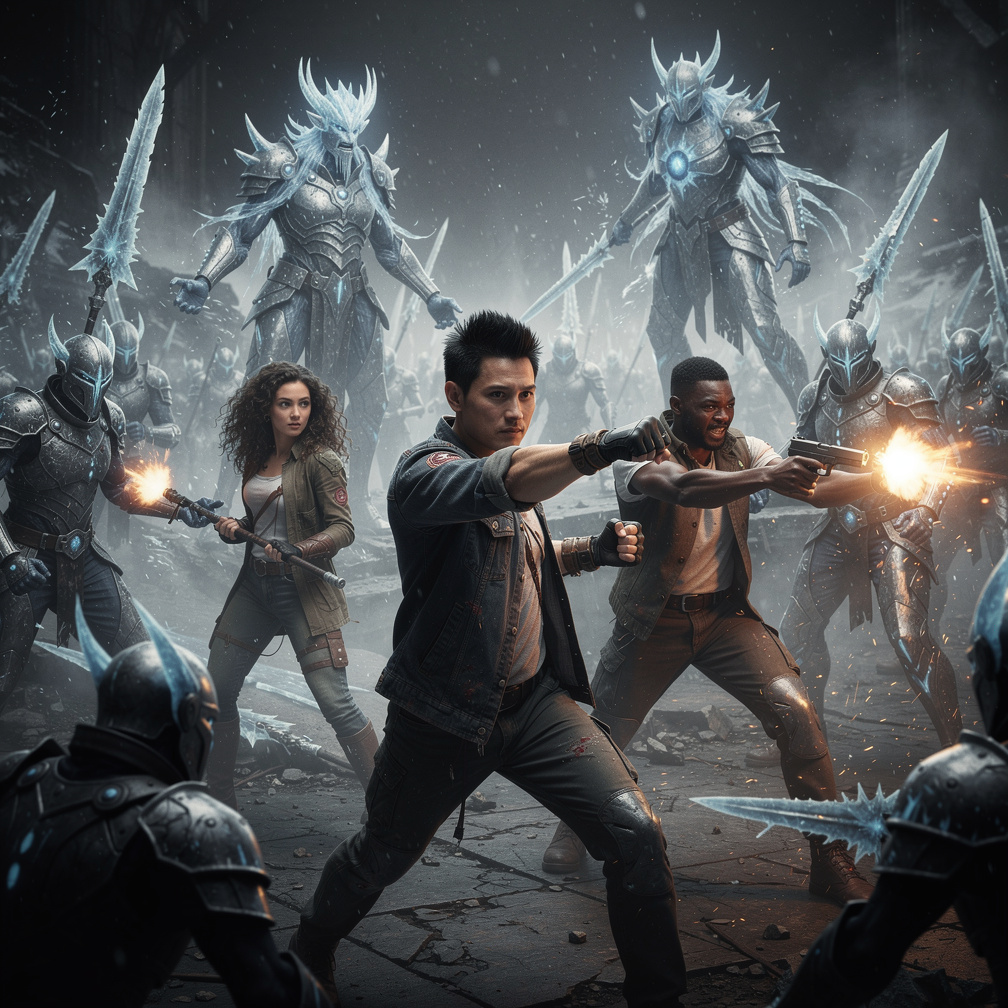 Jamie Collins and his friend Kojo Punch, Martial arts by Evil Ice King Tiraka's Army Kojo starts shooting.