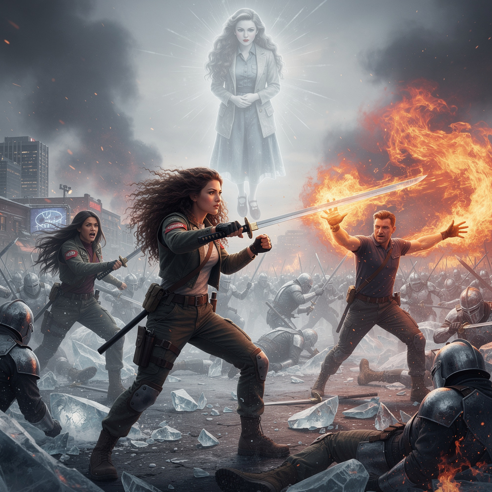 Colombian Ondine Morales Grabs Her Katana attacks By Evil Ice King Tiraka's Army by Then
Ukrainian Maxym shows his Fire Powe