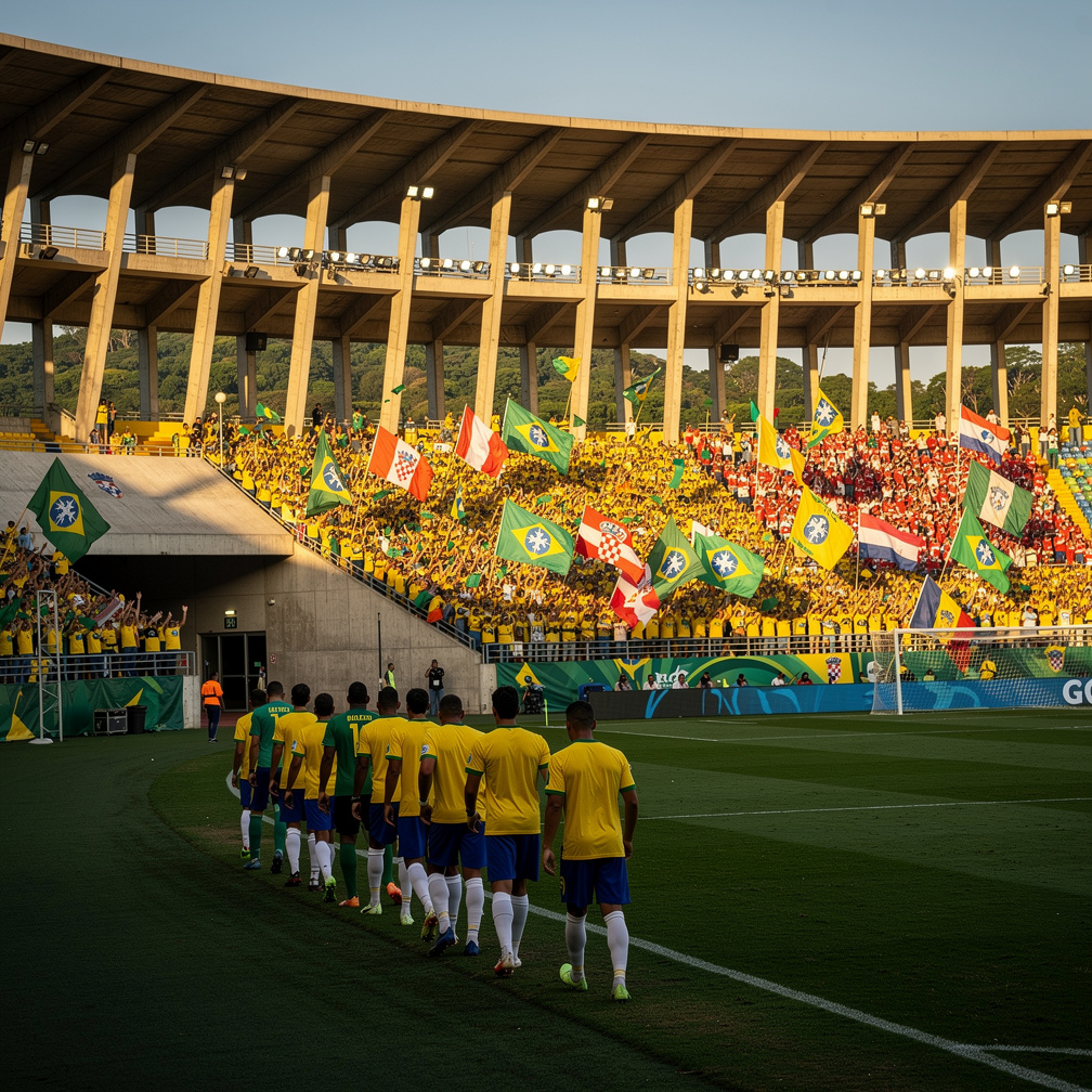A seleção brasileira está prestes a entrar em campo no Mineirão para enfrentar a Croácia na abertura do torneio.