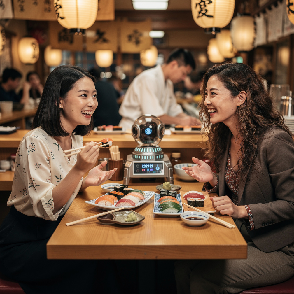 Eating Sushi In Japan.