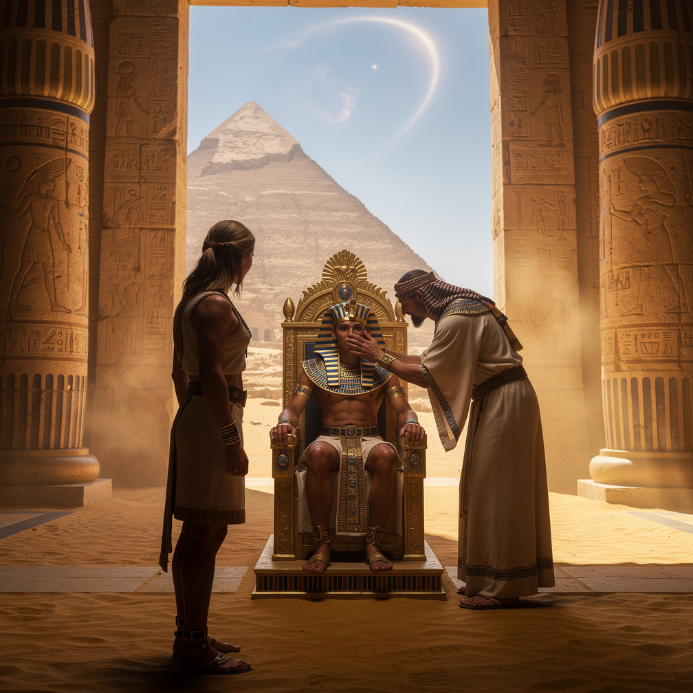 She replies my goal is to prevent the downfall of Egypt, but her words are cut off by the priest's urgent whisper to the Phar