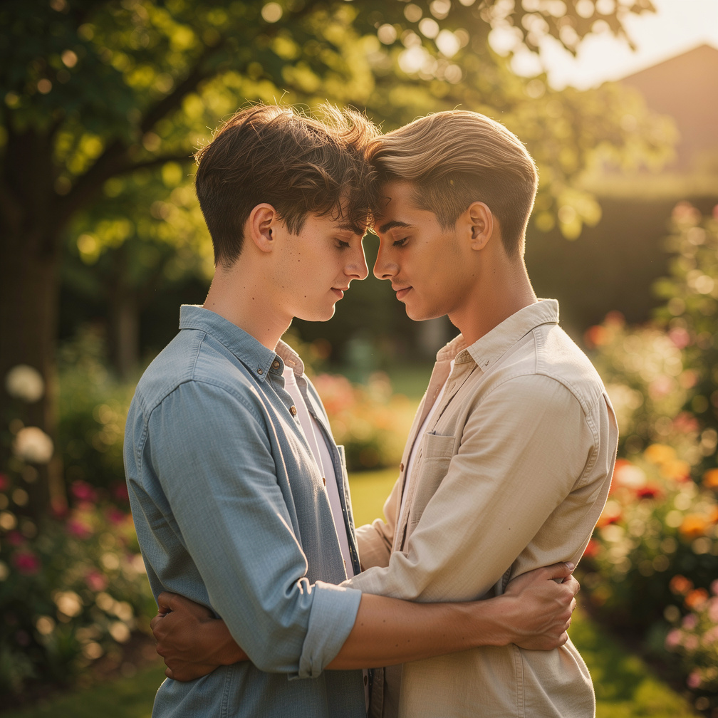 Imagine if: Two boys are kissing.