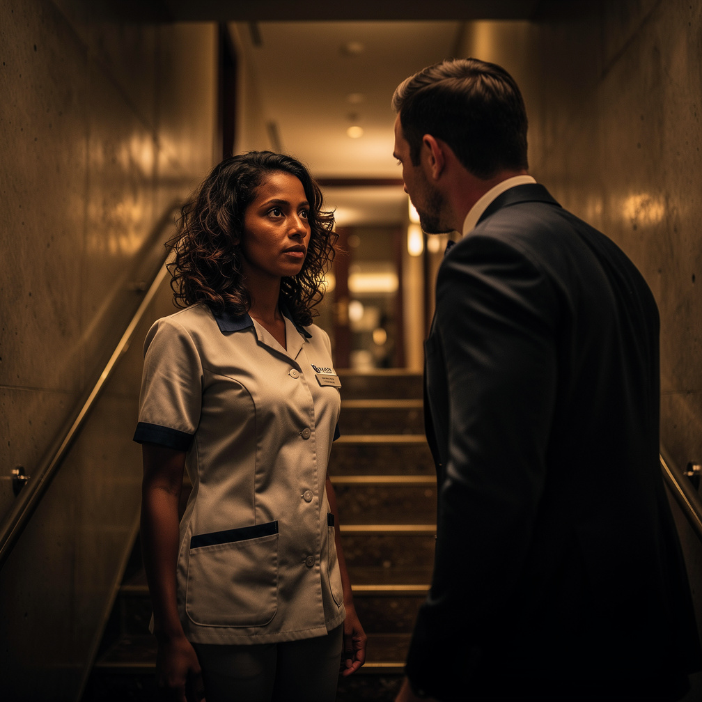 He senses her smell and ran after her, grabbed her arms and pushed her against the wall, said with a deep voice "why were you