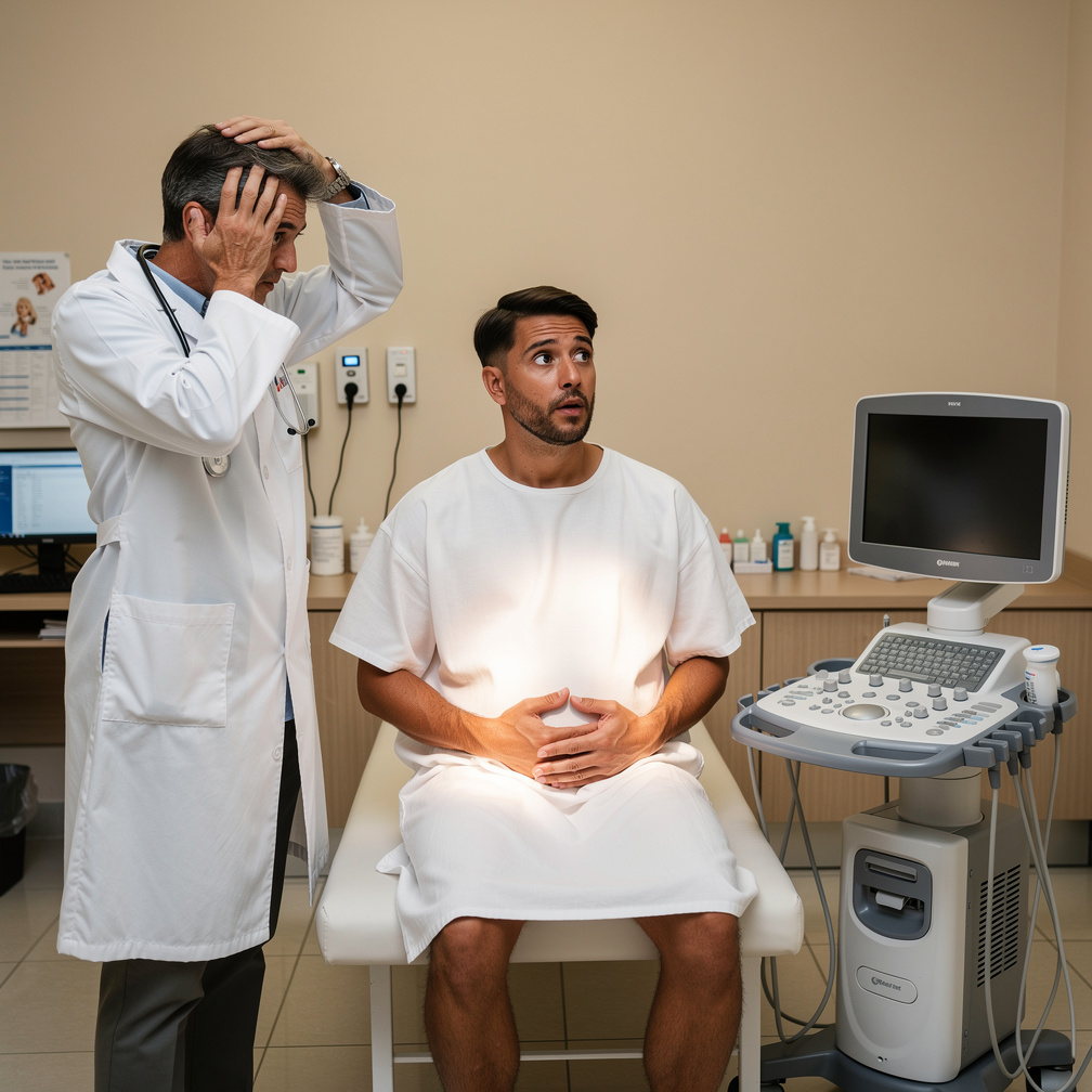 His doctor looked stunned, scratching head in confusion.