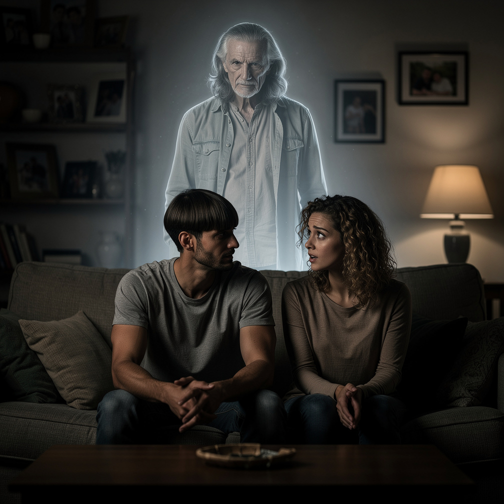 The man's wife is confused, wondering why her husband's father's spirit is restless, and she decides to ask her husband what 