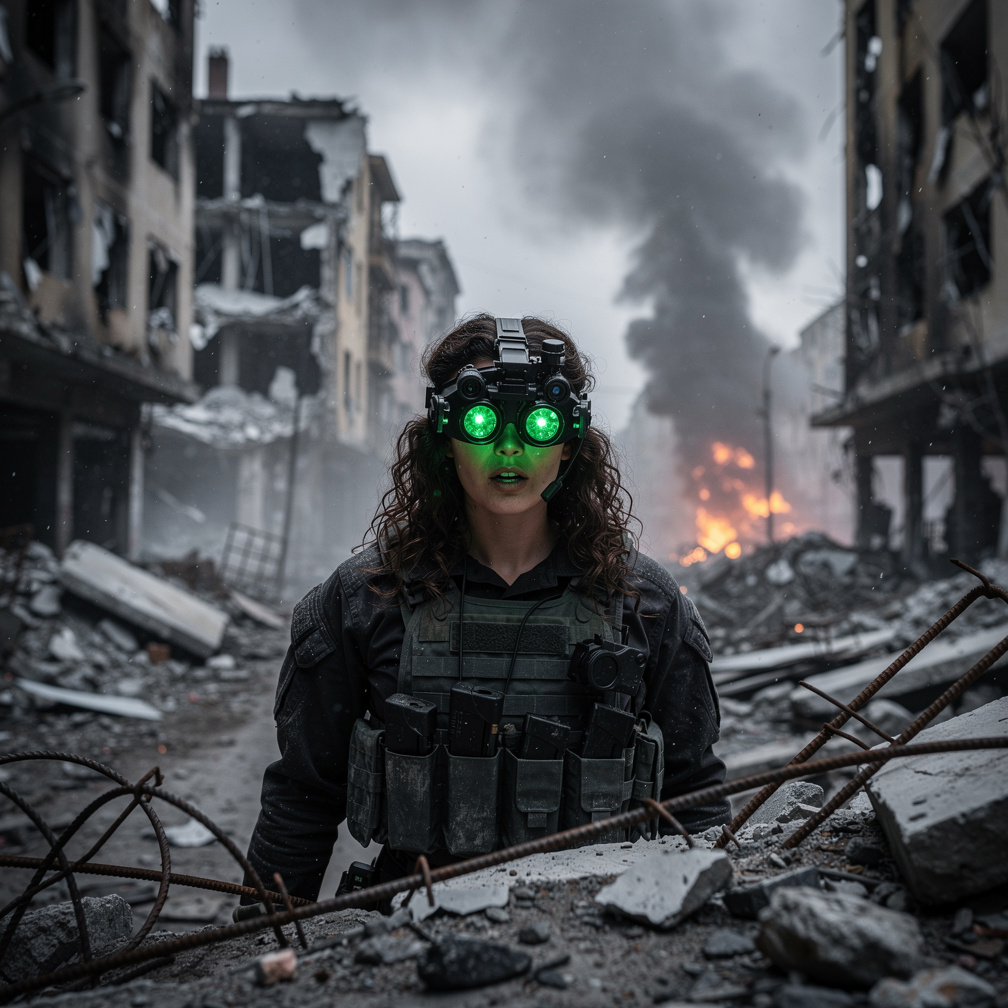 Hızlıca çantamı açtım ve夜 görüş gözlüğünü takarak surroundingsımı Taradım, düşmanımın nerede olduğunu bulmaya çalıştım.
