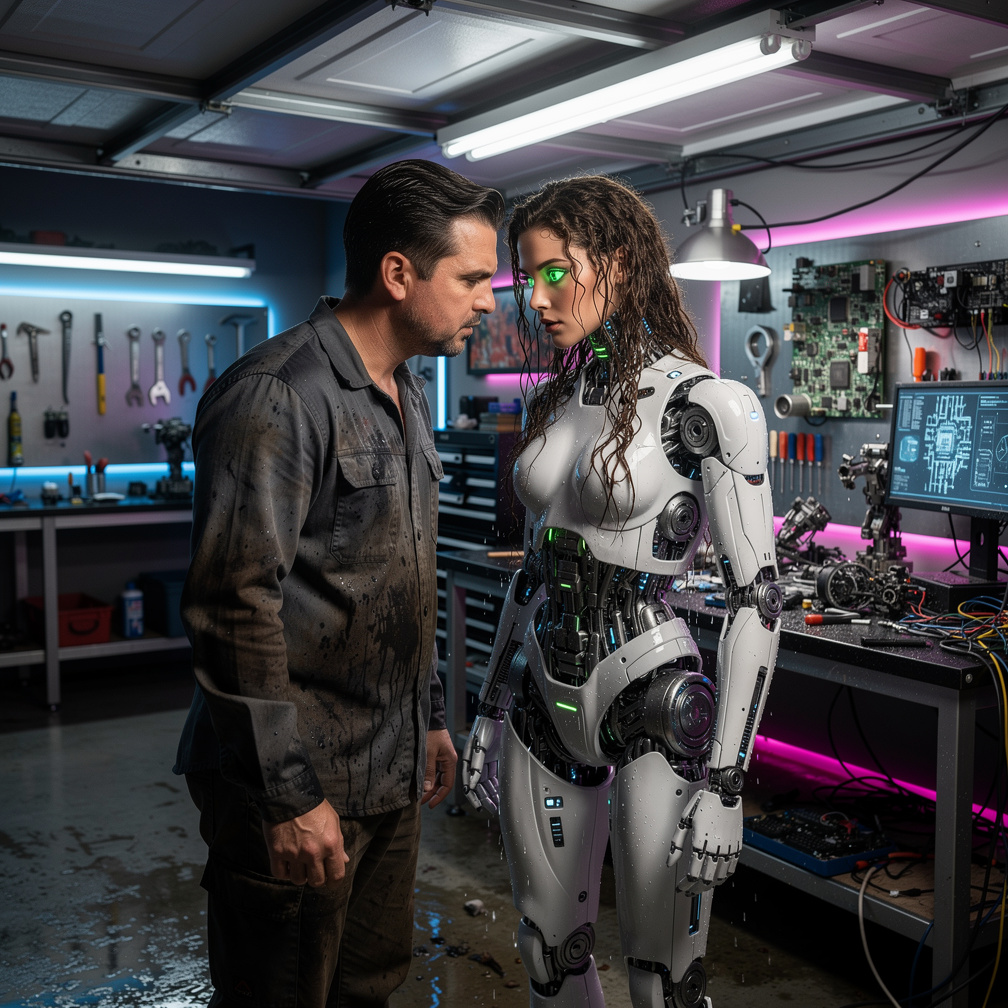 5 Days Later. You Found The Same Woman Robot Soaked In The Rain Completely Not Water Proof.