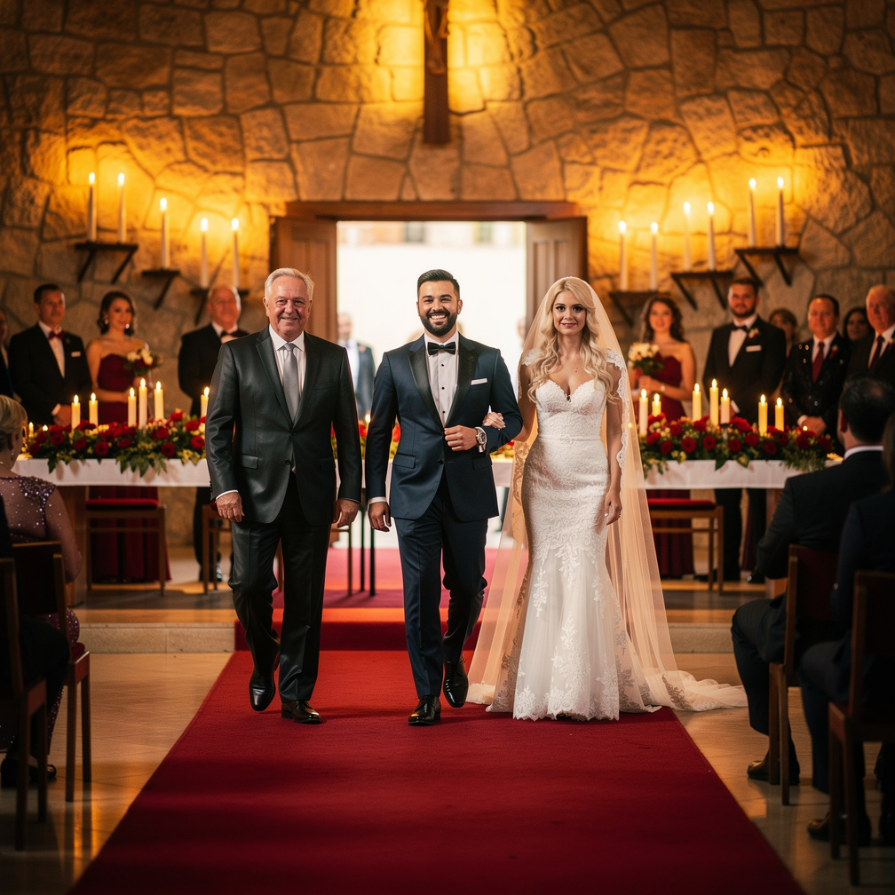 E depois da cerimônia do casamento todos os convidados vão pra sala de festa da festa de casamento com todos convidado citado