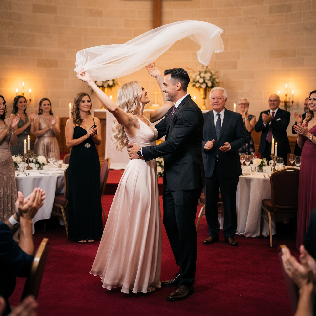 E o noivo jega na festa de casamento dança alvosa dos noivos juntos co todos convidado e no final da festa de casamento a noi