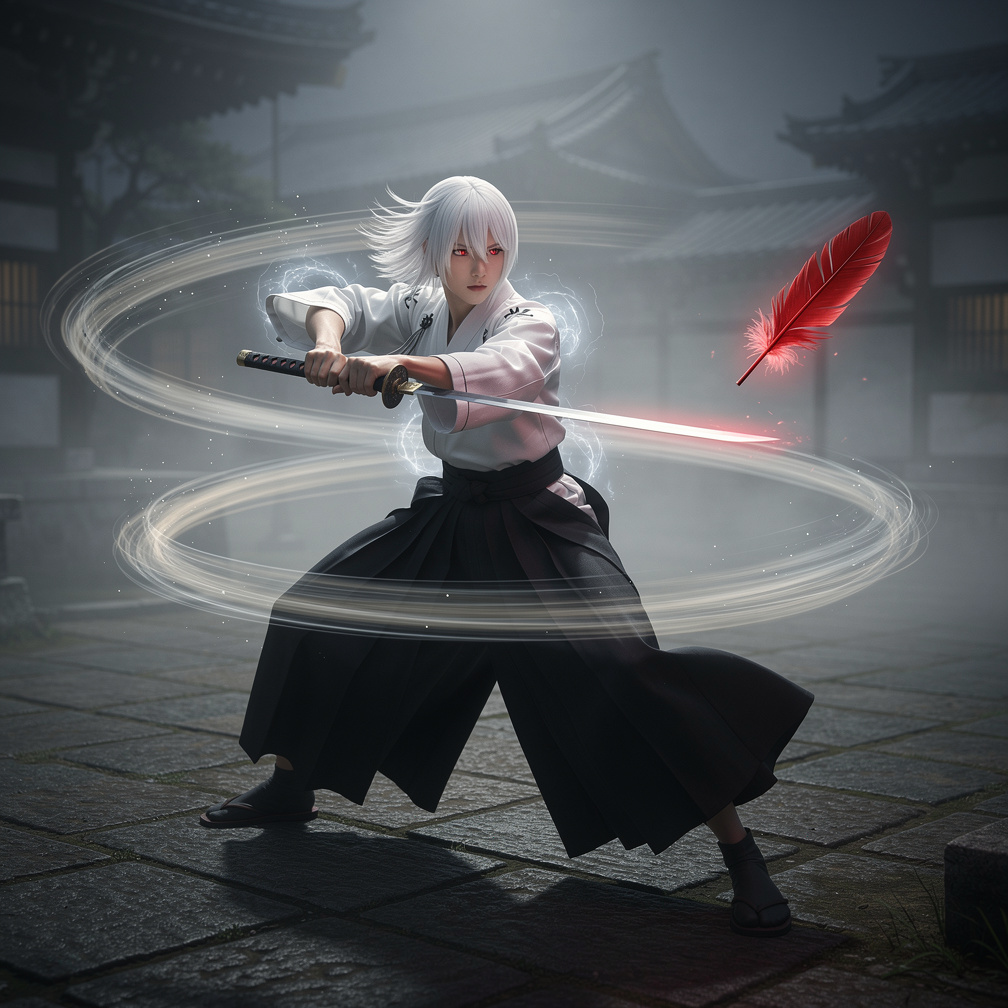 He lunged, the wind screaming his name, while the kunoichi vanished, leaving a crimson feather that pulsed with the buried vo