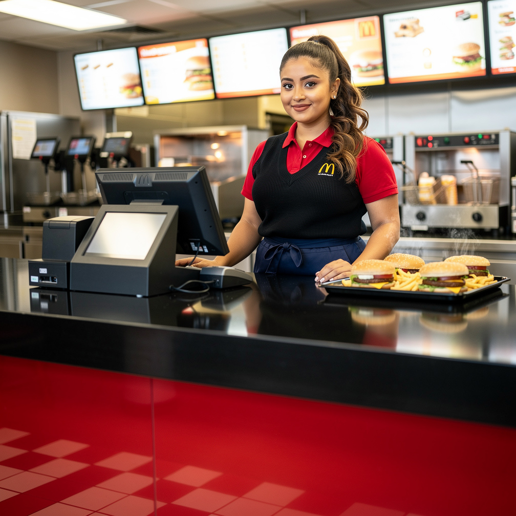 Imagina si: Qué mi novia de figura de reloj de arena consigue trabajo en el McDonald's.