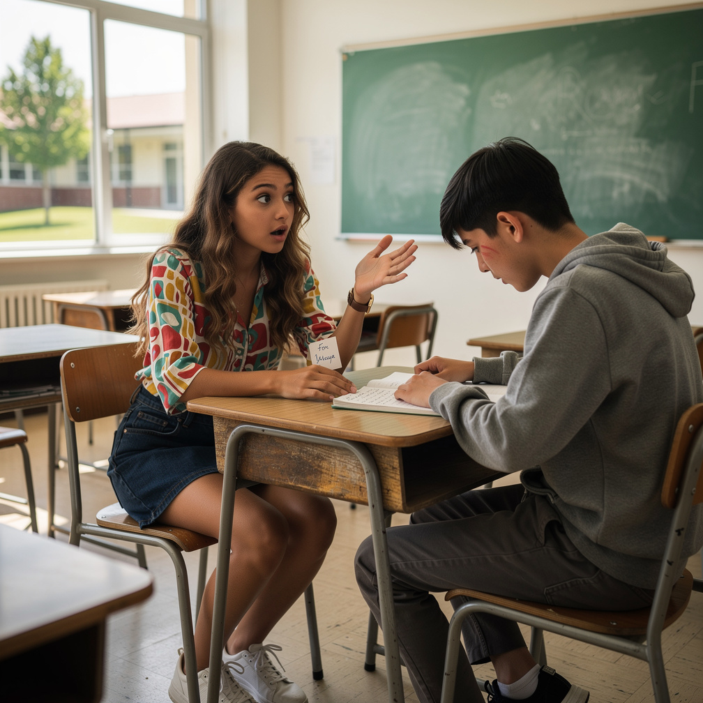 Imagine if: “Imagine if Maya, the school's most talkative student, accidentally discovered that the quiet boy sitting beside 