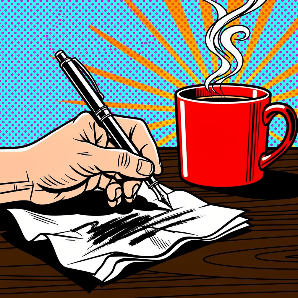Sure, what should it say? I sketch a quick draft on the back of a napkin, the ink already smudging as the coffee steams rise.