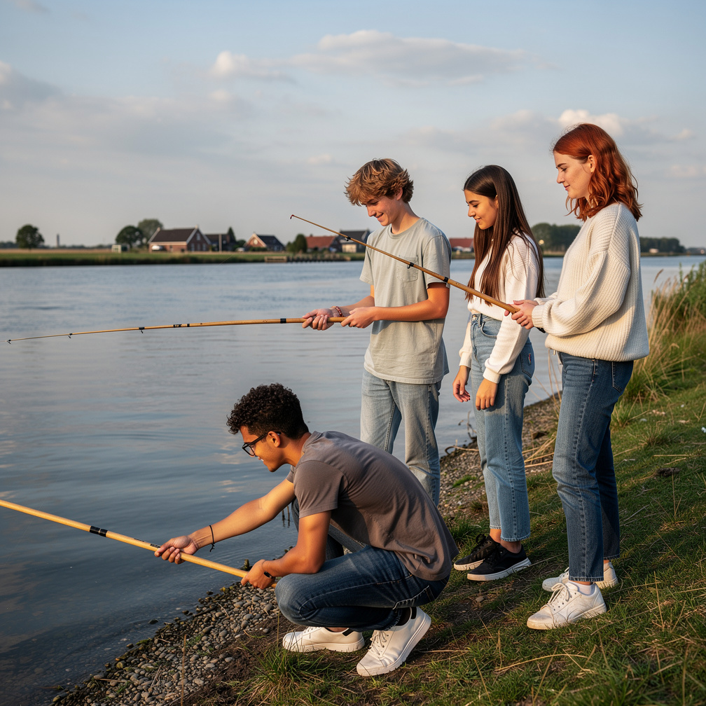 Ze vissen bij Riverside.