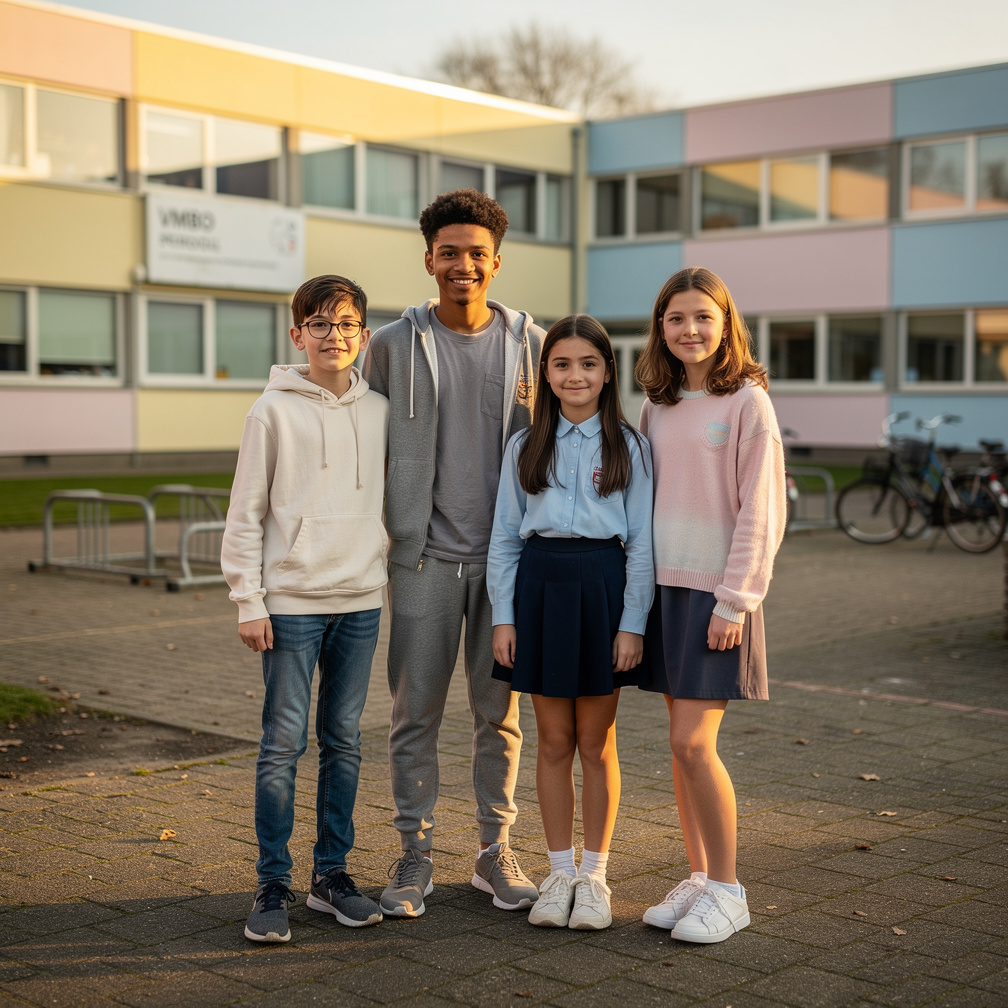 4 minuten later De meisjes zijn klaar en samen met schooldirecteur bij andere jongeren zoals Nederlands Surinaams Marokkaans 
