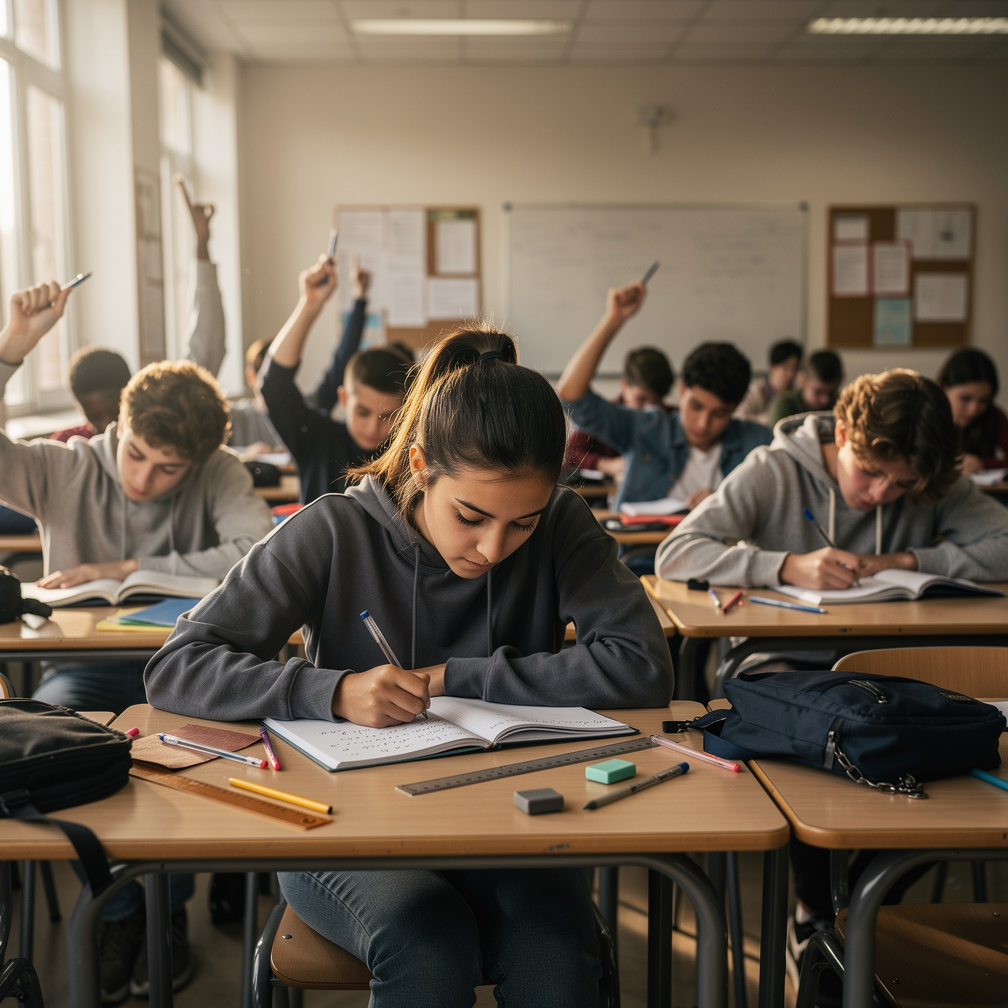They're Studying at Classroom a lot of students Learning mathematics writing