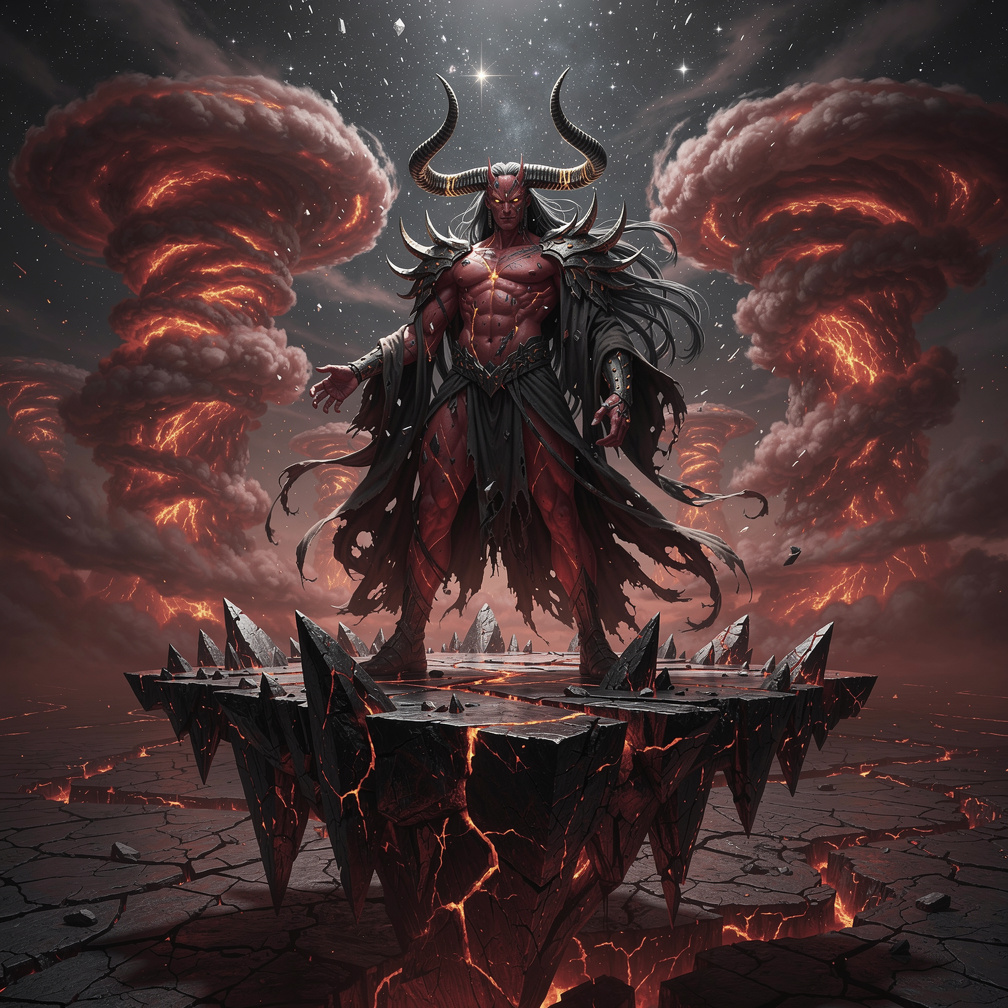 Iblis mendirikan kerajaan bumi di suatu hal ghaib dengan awan merah mengelilinginya.