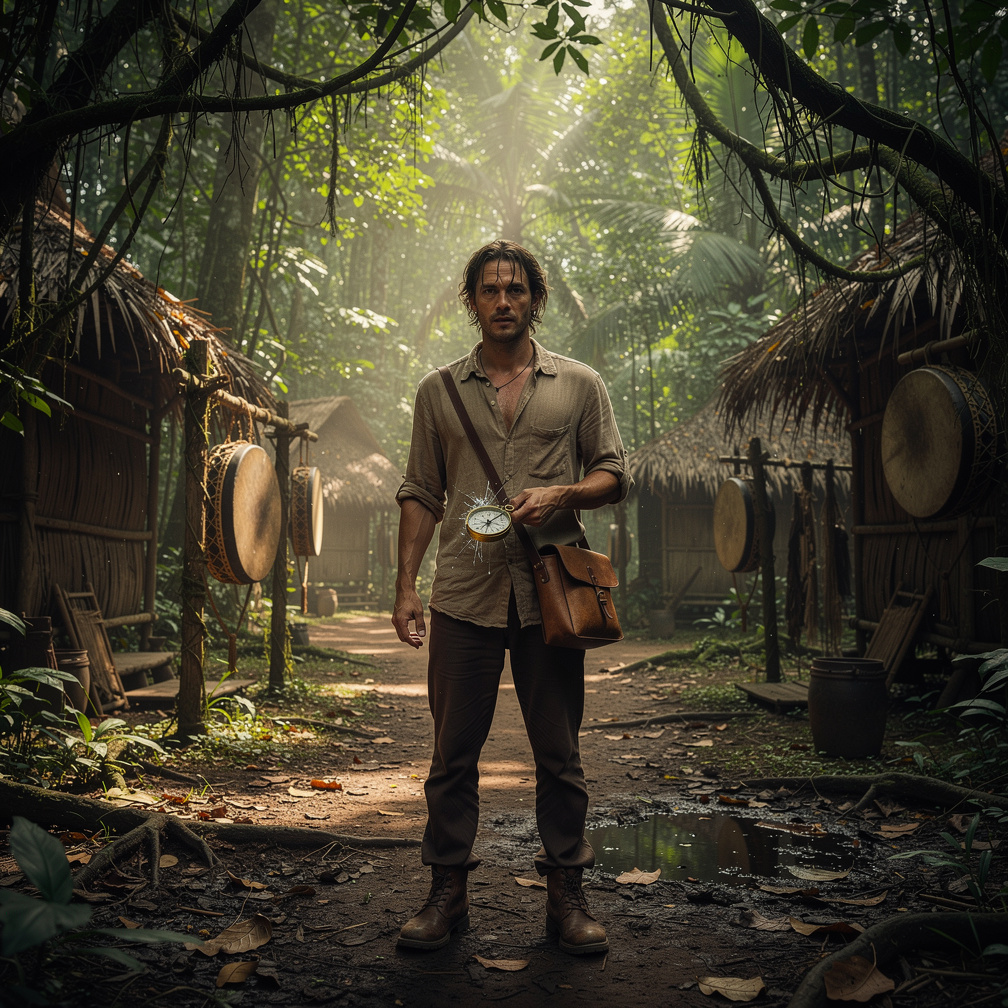 A lone traveler arrived, clutching a broken compass, unaware his fate was already mapped by the tribe’s silent drums.