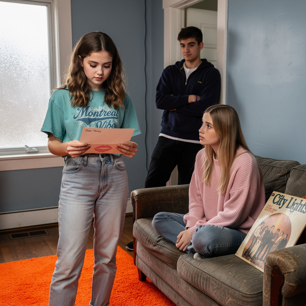 At Lynn's Home With No Barry  Lynn: This Letter Read it, Okay? Said Nancy Wears 90s Vintage Shirt.