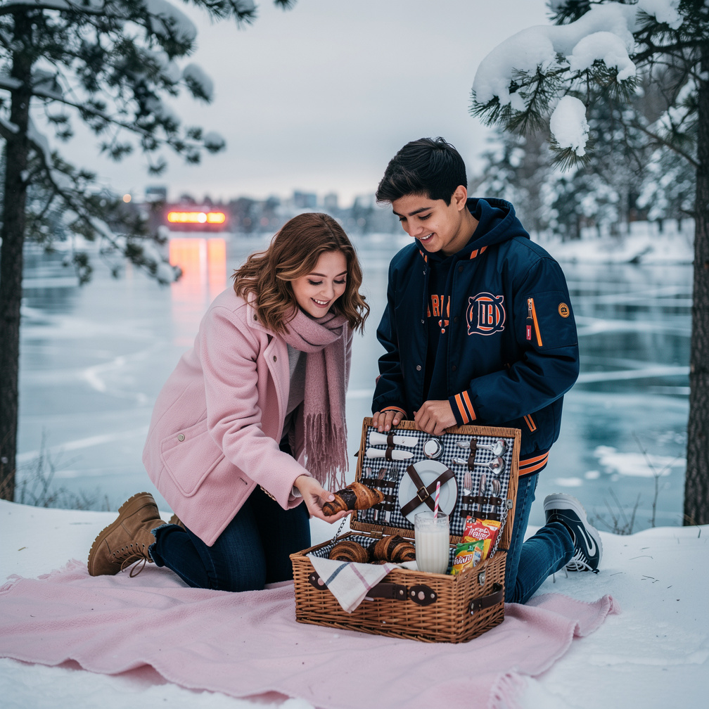 Barry: We're Here In Forest In This Lake I Show You Tada The Picnicking I Have Chocolate Croissants, milkshake and more.