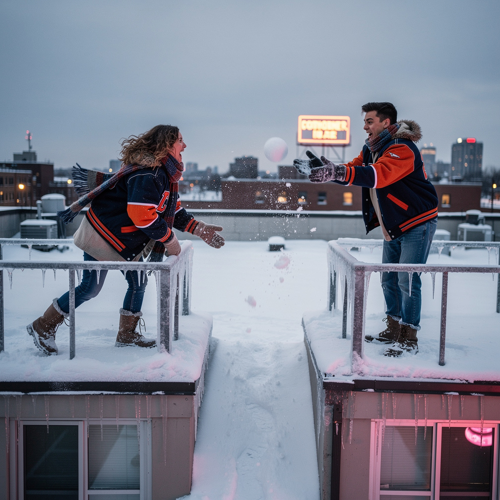 Throw Snow Ball, they're throwing Roof to Roof.
Whoa, that's Awesome.