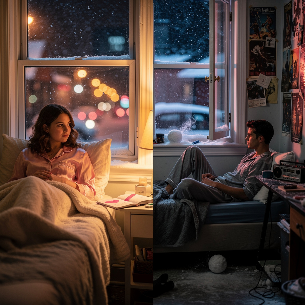 During snow, ball fights. This Image Made This Nancy's Home and Barry's Home
They're wearing Pajamas for bedtime.