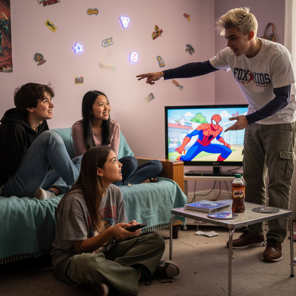At Dana's Home They're watching Fox Kids
Maxwell: Look, it's Spiderman